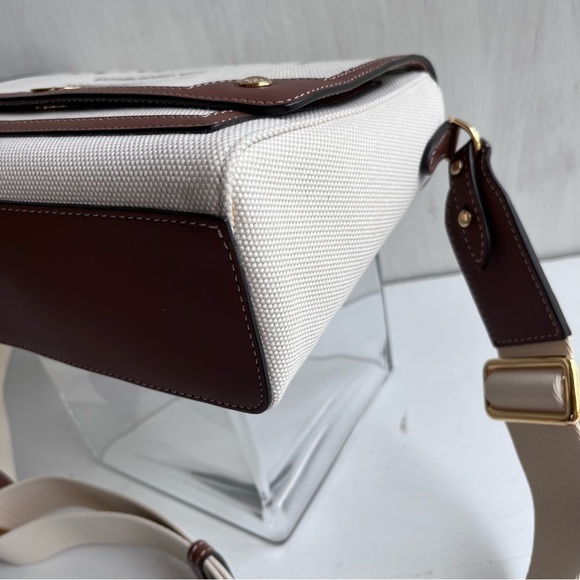 🔴SOLD🔴 BURBERRY-Canvas Horseferry Print Note Crossbody Bag Natural Tan - Picture 9 of 15